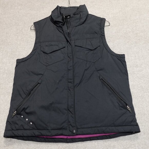 Columbia Womens Vest Large Black Down Filled Full Zip Pockets Puffer - Picture 1 of 6